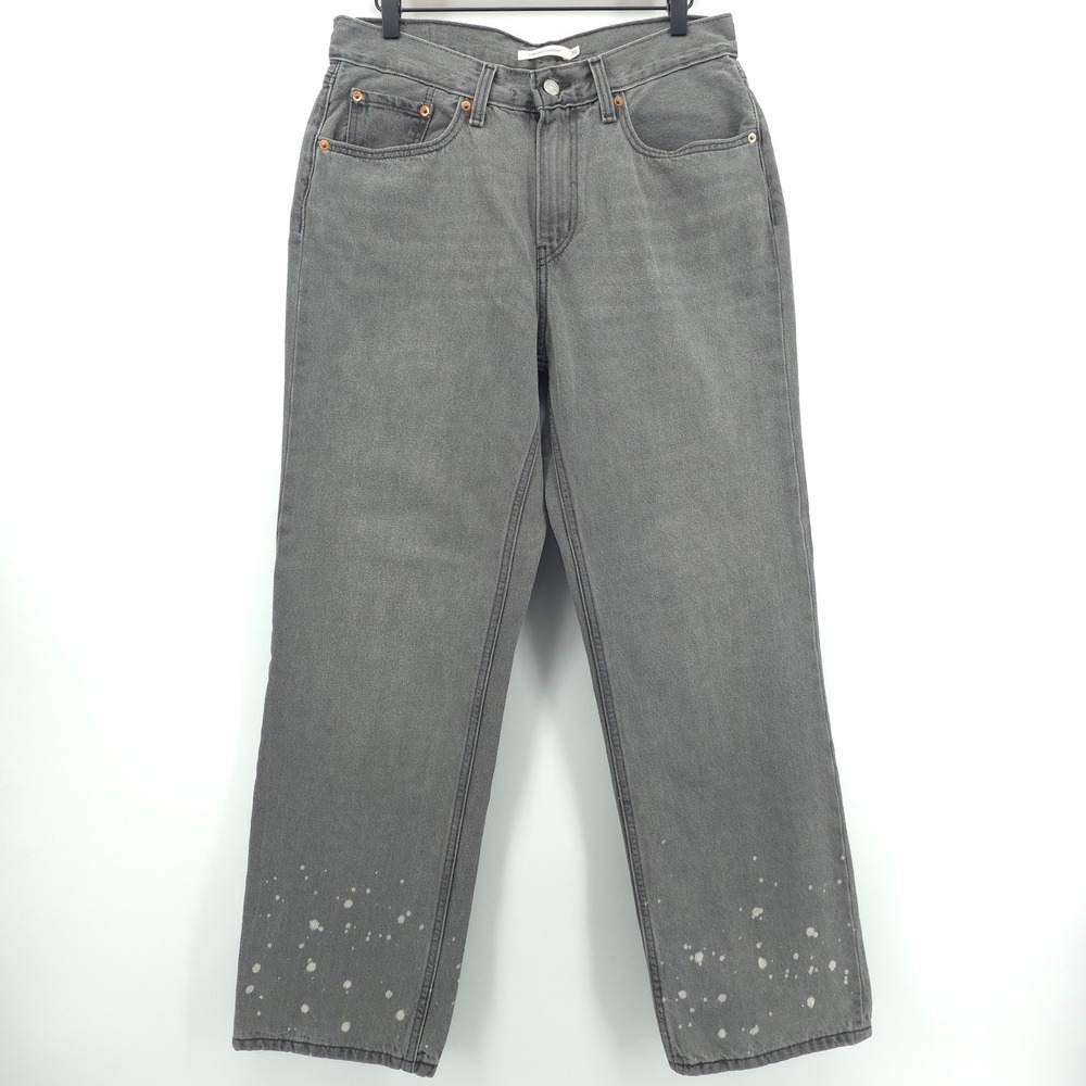Levi's Low Pro Straight Women Jeans 30 Gray Bleach Splatter A0964-0017